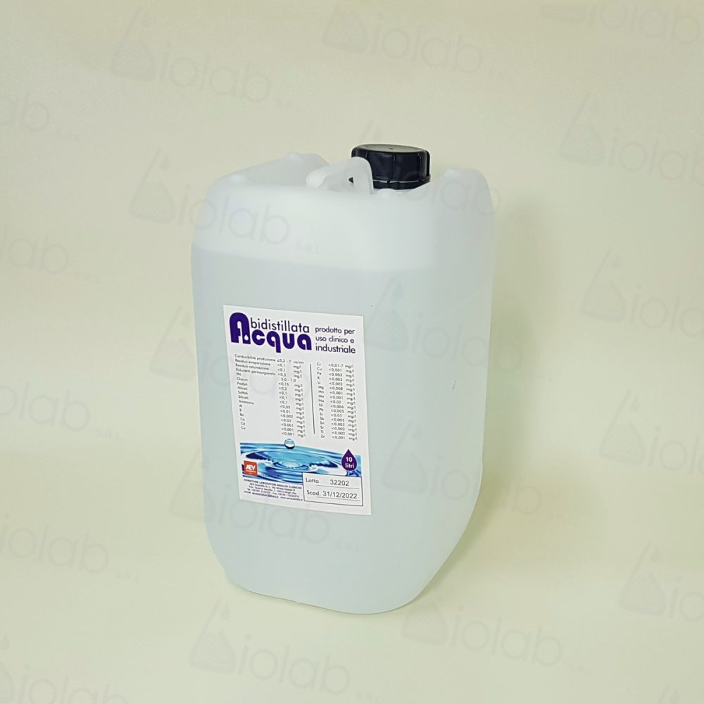 Acqua bidistillata ultra pura Tanica impilabile da 10 lt