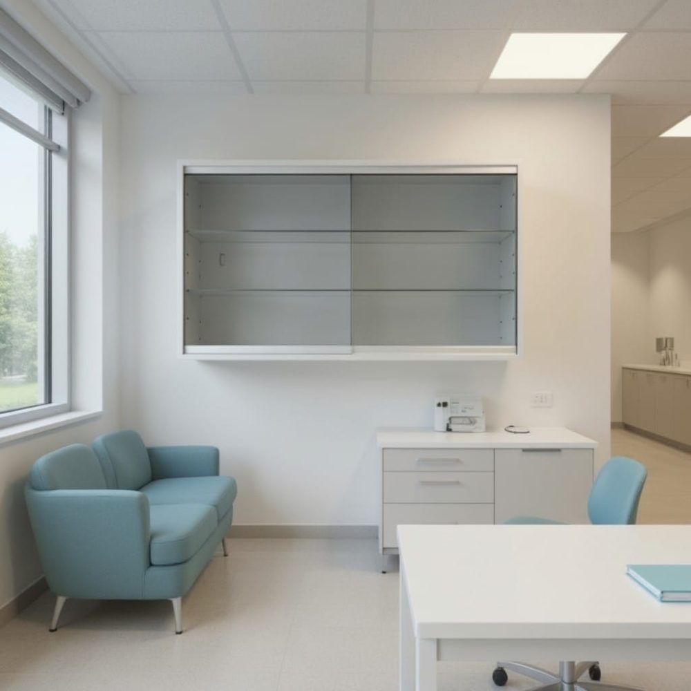 Alternative view of Vetrina pensile 1000x300x500mm con vetri fumè scorrevoli