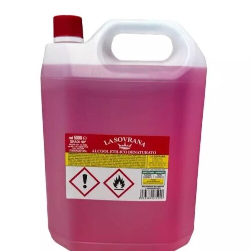 ALCOOL ETILICO DENATURATO 99,9° GRADI 5LT +2 SCATOLE DI MASCHERINE CHIRURGICHE NERE 50PZ CAD.
