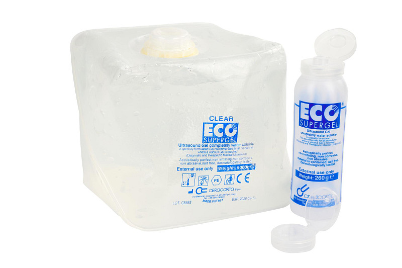 Gel Trasparente per Ultrasuoni e Luce Pulsata Eco Supergel Clear in sacca da 5 lt.